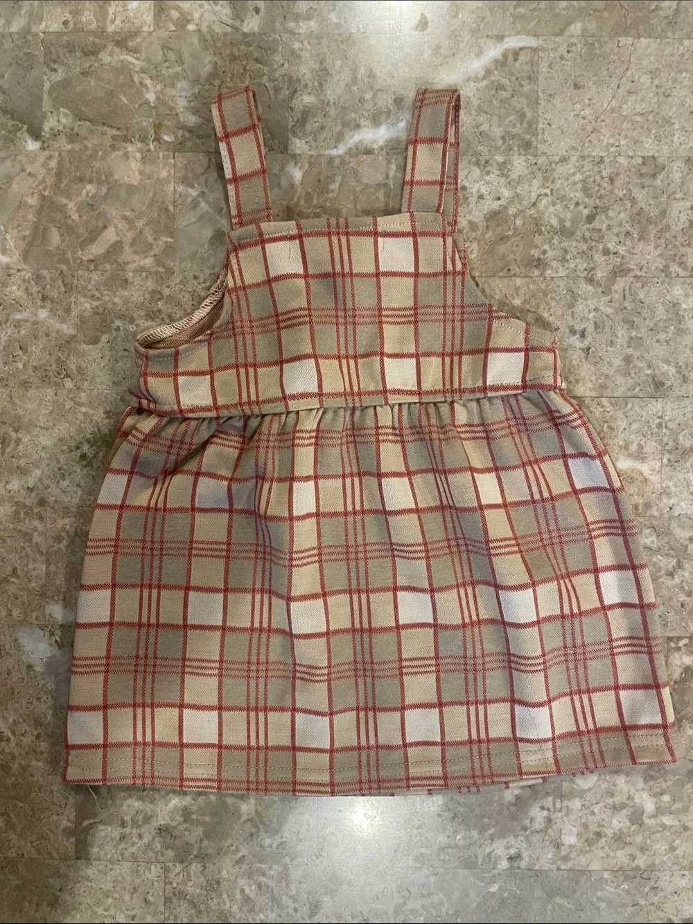 Baby Fall Gear Rachel Zoe Beige and Red Plaid Pinafore dress